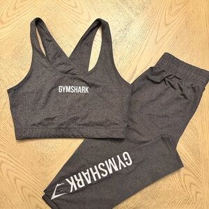 Gymshark Charcoal Legging and Sports Bra set